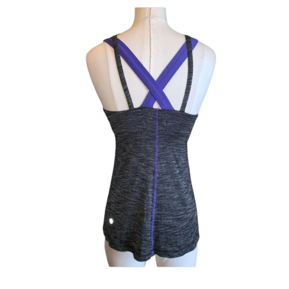 Lululemon Tank Top Womens 6 Heathered Black Purple Athletic Racerback Yoga